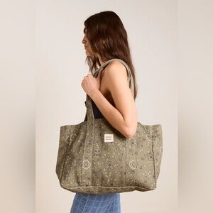 Dm DAMSON MADDER. Canvas Tote - Olive Paisley Print